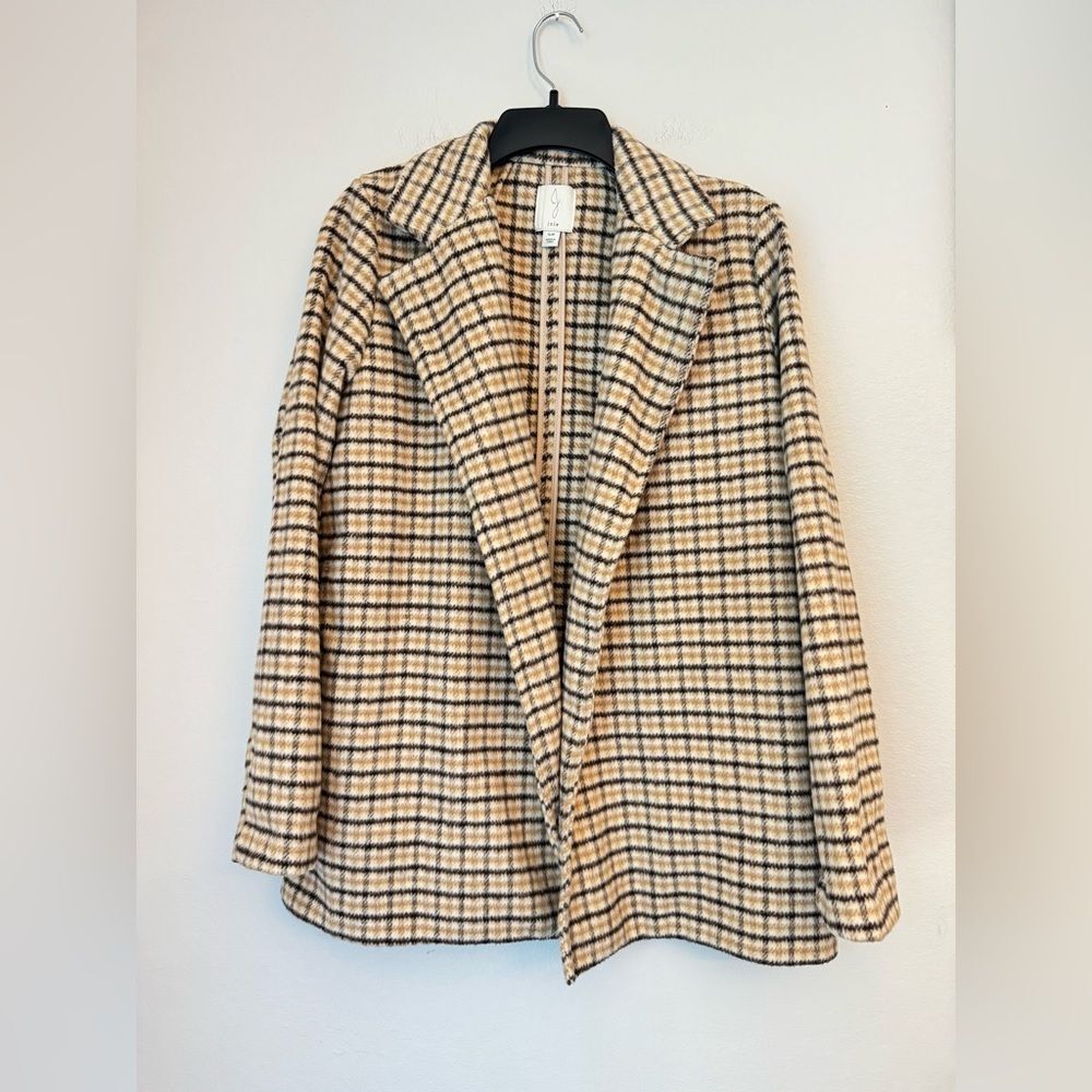 Joie Black & Tan Plaid Open Jacket - Size Small